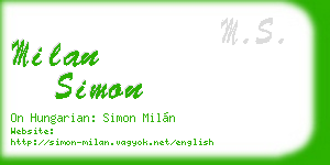 milan simon business card